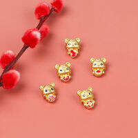 5PCS Tiger Girl สร้อยข้อมือคริสตัลใหม่โบราณชุบทองน่ารัก Little Tiger หลวมลูกปัดสร้อยข้อมืออุปกรณ์เสริม Diy Big Hole Beads