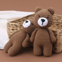 Hand  Baby Toy Cotton Crochet Bear  Stuffed Animal Super Soft Machine Washable Knit Toy for Infants Knitting  Crochet