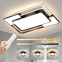 ไฟเพดาน LED Flush Mount Peiler Light Fixture พร้อมรีโมทคอนโทรล 3000K-6500K โคมระย้า 3 สีโคมไฟที่ทันสมัยสีดำ吊灯สำหรับโคมไฟเพดานที่บ้าน Nordic