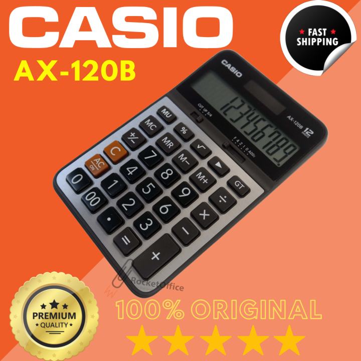 CASIO Casio Calculator AX120B Original (12 digit) solar & battery