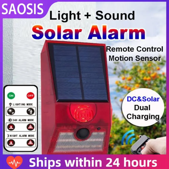 SAOSIS Security Alarm Solar Alarm Sound Warning Light Motion Sensor