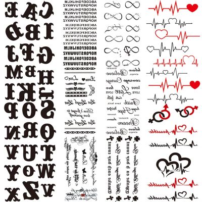 【YF】 Small Words Fake Temporary Tattoos For Kids Women Letters Character Tattoo Endless Love Heart Chains Tatoos Body Finger Clavicle
