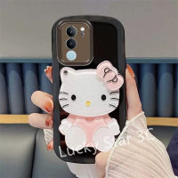 ปลอกอ่อนป้องกันเลนส์สำหรับ VIVO V29 Pro V29e 5G 4G 2023 Phone Case Macaroon เคสซิลิโคนโทรศัพท์สีน่ารัก Hello Kitty กระจกแต่งหน้าฝาหลังโทรศัพท์