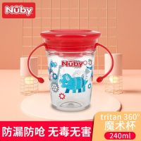 Nuby (นูบี้) ถ้วยหัดดื่มเด็กป้องกันการสำลักและป้องกันการรั่วถ้วยน้ำเด็กพร้อมที่จับ 360° ดูดขวดแก้ววิเศษ