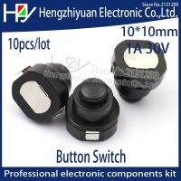 ไฟฉาย Hzy 10ชิ้น/ล็อตปุ่มกดทรงกลมชิ้นส่วนสวิตช์สีดำ DC 30V 1A 10Mm X 10Mm (D * H)