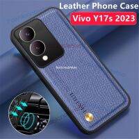 เคสโทรศัพท์หนังสีด้านสำหรับ Vivo Y17S Y17 S VivoY17S 5G 2023เลนส์ที่ยึดโทรศัพท์ในรถป้องกันเต็มรูปแบบฝาครอบกันกระแทกด้านหลัง