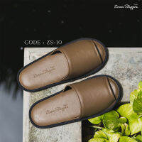 [ZS-10] Zircon Slippers - Brown Leather Slippers (สลิปเปอร์ หนังเทียม PU สีน้ำตาล) พร้อมส่ง รองเท้าในบ้าน รองเท้าในห้องนอน รองเท้าโรงแรม รองเท้าสปา