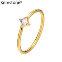 Kemstone เครื่องประดับแหวนคริสตัลเซอร์คอนสแตนเลสสีขาวเป็นของขวัญสำหรับผู้หญิง