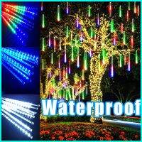 LED ฝนดาวตกไฟฝน,กลางแจ้งกันน้ำล้ม Raindrop นางฟ้าแสงสตริง,Iciclelights สำหรับวันฮาโลวีนคริสต์มาส Holiday Home Garden หน้าต่างม่านพรรค [COD พร้อมสต็อก]