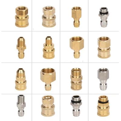 High-pressure Pipe Quick Connector Adapter G1/4 Style Ferrule Car Washer Machine Brass Water Gun Pipe Connectors Quick-plug Head