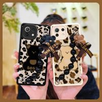 Skin-friendly feel Solid color Phone Case For Xiaomi 11 Lite/11 Lite NE pearl bracelet Raised lens Back Cover cute