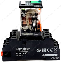 รีเลย์พร้อมซ็อกเก็ต ชไนเดอร์ Schneider Electric RXM4AB2BD RXZE1M4C 24VDC 6A 4คอนแทค 14ขา มีไฟแสดงสถานะ LED