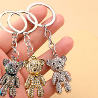 Delicado Rhinestone Urso Chaveiro Para Mulheres Pingente De Metal Brilhante Dos Desenhos Animados, Animal Chaveiro Do Carro, Presentes De Graduação,กระเป๋าน่ารัก Acessórios