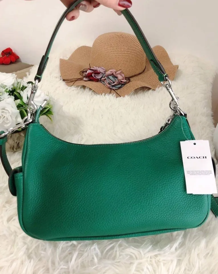 Original Coach Pennie Shoulder Pebble Leather Bag 25 C7222 - Green