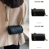 Summer high-end all-match Messenger bucket cylinder bag women 2023 new small fragrance style black rhombic chain bag 【BYUE】