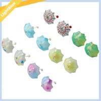 LIGHTBLUE BEAUTY 12PCS 1919มม. ร่มที่มีเสน่ห์ เรซิน ธีมฤดูร้อน bumbershoot เสน่ห์ร่ม สีสดใสและน้ำหนักเบา 3D เรซินรูปร่างร่ม สาวๆ