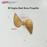 เรือ RC 2ใบพัดสำหรับโดรน78มม. ใบพัดทองเหลือง6.35มม. (1/4 ") ใบพัด1.4สำหรับเครื่องยนต์แข่งเรือ