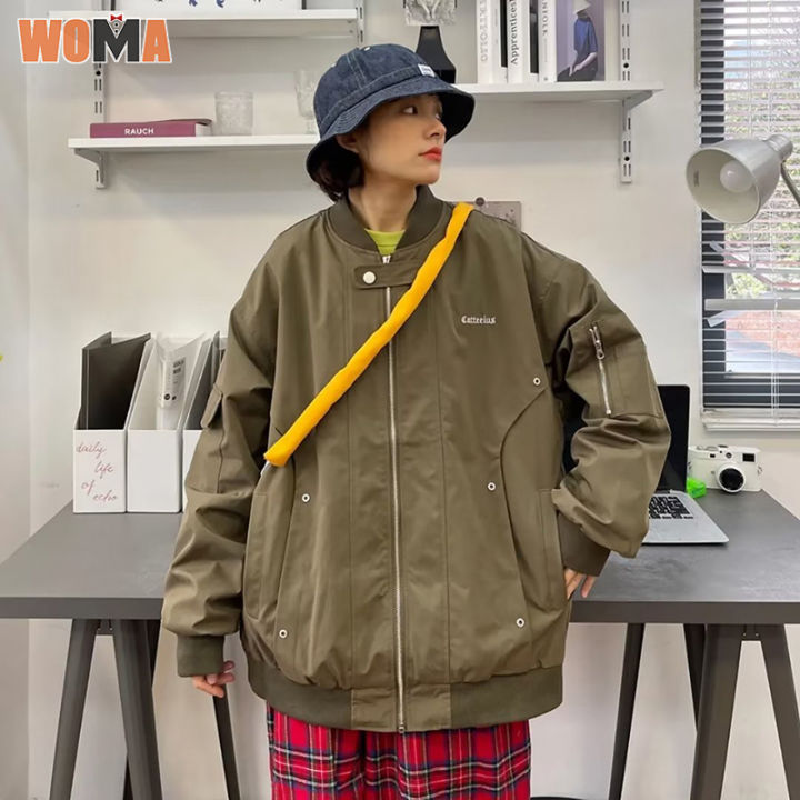 woma-เสื้อโค้ทสำหรับทั้งหญิงและชายเครื่องแบบเบสบอลแจ็คเก็ตอเมริกัน-ins-วินเทจ