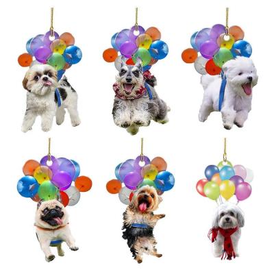 Car Pendant Colorful Balloon Puppy Cute Dog Ornament Automobiles Rearview Mirror Decoration Auto Interior Decor Home Accessories charmingly