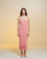 Knitters &amp; others - GIGI Fringed Knitted Midi Dress (Cantaloupe)