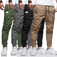 （Ready Stock）? Mens Youth Popular Mens Solid Color Workwear Pants Slim Casual Sports Ankle-Tied Long Pants YY