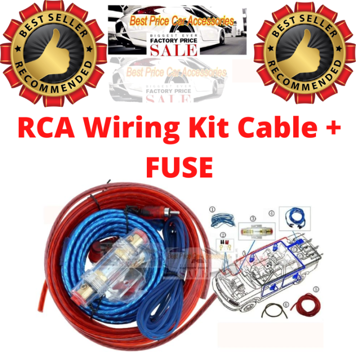 Audio Subwoofer Amp Amplifier RCA Wiring Kit Cable + FUSE Lazada