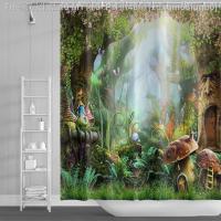 【CW】△☼  Fantasy Garden Shower Curtain Gothic Panel Jungle Trippy Fabric Set Polyester