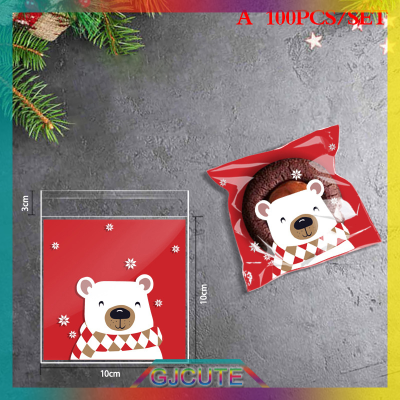 GJCUTE 100pcs New Year Christmas STOCKING BOOTS Cookies บรรจุภัณฑ์กระเป๋าถุงน่องเบเกอรี่ของขวัญ Candy มัฟฟินเปิดถุงด้านบน Navidad