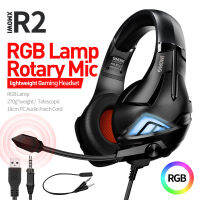 New product R2 Head-mounted wired RGB lighting gaming headset with mic notebook desktop computer music headset