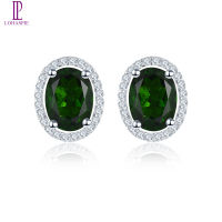 โครเมี่ยมสีเขียว Diopside 925เงินต่างหูเม็ดกลมพลอยธรรมชาติ925เงินสเตอร์ลิงแข็งเครื่องประดับวินเทจคลาสสิก