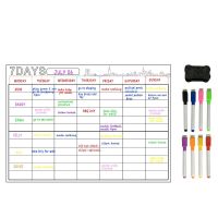 7 Days Erase Dry Large Magnetic White Board Weekly Planner &amp; Grocery List Organizer For Kitchen Refrigerator With 8pc Pens 1pc