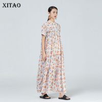 XITAO Dress Fashion Summer Casuals Loose Women Floral Print Dress