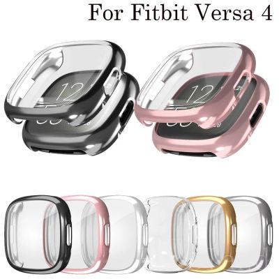 Screen Protector For Fitbit Versa 4/Sense 2 Case Full Soft TPU Plated Bumper Protective Cover for Fitbit Sense 2/Versa 4 Cases Cases