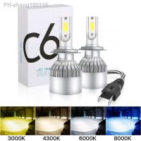 2pcs Car Headlight Bulbs LED H1 H3 H4 H7 H8 H11 HB3 HB4 9005 9006 C6 Bulb 3000K 6000K 8000K 24V 12V Auto Fog Lights Universal