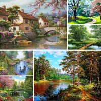 【hot】♝▽  Landscape Cartoon Printed 11CT Set Embroidery DMC Threads Painting Sewing Hobby Needlework Mulina Promotions