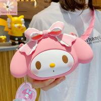 GARRIY อะนิเมะน่ารักน่ารักคริสมาสต์ Kuromi Cinnamorol Dompet Koin สีรุ้งเมโลดี้คิตตี้กระเป๋าสตางค์ศูนย์แมวกระเป๋าถือ Kuromi กระเป๋าสะพายไหล่กระเป๋าหิ้ว