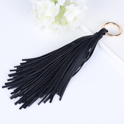 Tassel Key Chain New Fashion Women Cute Tassel KeyChain Bag Accessory PU Leather Tassels Car Key Ring Fringe Jewelry