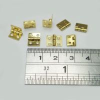 20X Mini Cabinet Drawer Butt Hinge Copper Gold Hinge 4 Small Hole Hinges 10*8Mm