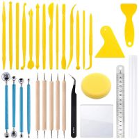 30 Pcs Polymer Clay Tools Set with Sponge, Dotting Pen, Plastic Modeling Tool, Ball Stylus, Pottery Sculpting Tools