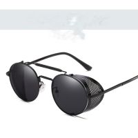 [The newest] Cross-border retro steampunk flip sunglasses European and round frame outdoor windshield