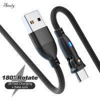 AMELY Elbow 180 Rotable Type C Cable Micro/Type C/ios 180การหมุน ° 180ข้อศอก ° สายข้อมูลประสิทธิภาพสูง QC3.0การชาร์จโทรศัพท์มือถือ