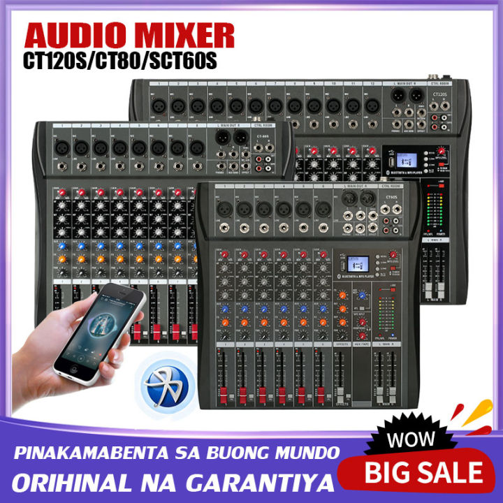 CT-80 Professional 8-Channel Mixer With DSP Reverberation Effect MP3 Player  USB With 48V Power Supply Wireless Bluetooth CT 80