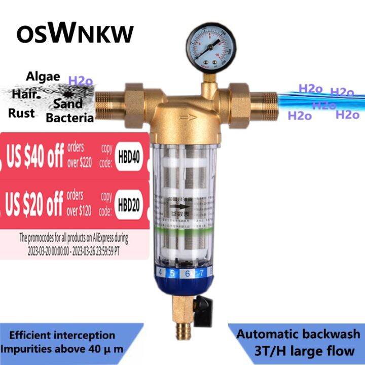 Oswnkw Pre Filter Purifier Whole House Spin Down Sediment Water Filter Central Prefilter