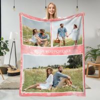 【CW】ﺴ  Custom Blanket with Words Picture Collage Blankets Birthday Souvenir Gifts Personalized Throw for Father Mom