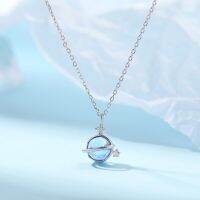 MeeningBrand❀สร้อยคอเงิน BLUE SATURN LITTLE DIAMOND [02-0051]