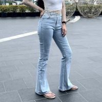 TwiceJeans กางเกงยีนส์ ขาม้า วินเทจ เอวสูง ผ้ายีนส์ยืด ยีนส์ผู้หญิง สียีนส์อ่อน