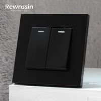 Rewnssin Wall 1 2 3 4 Gang Light Switches Matte Black Plastic Panel Rocker On Off Dual USB Ports EU France Electrical Sockets Power Points  Switches S