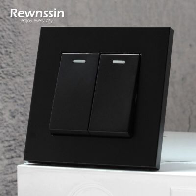 Rewnssin Wall 1 2 3 4 Gang Light Switches Matte Black Plastic Panel Rocker On Off Dual USB Ports EU France Electrical Sockets