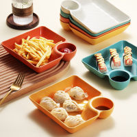 4PCS Square PP Snack Plate Dumpling Household Tray Japanese Style Vinegar Dish Meal Sushi Dumplings Dim Sum Noodles French Fries