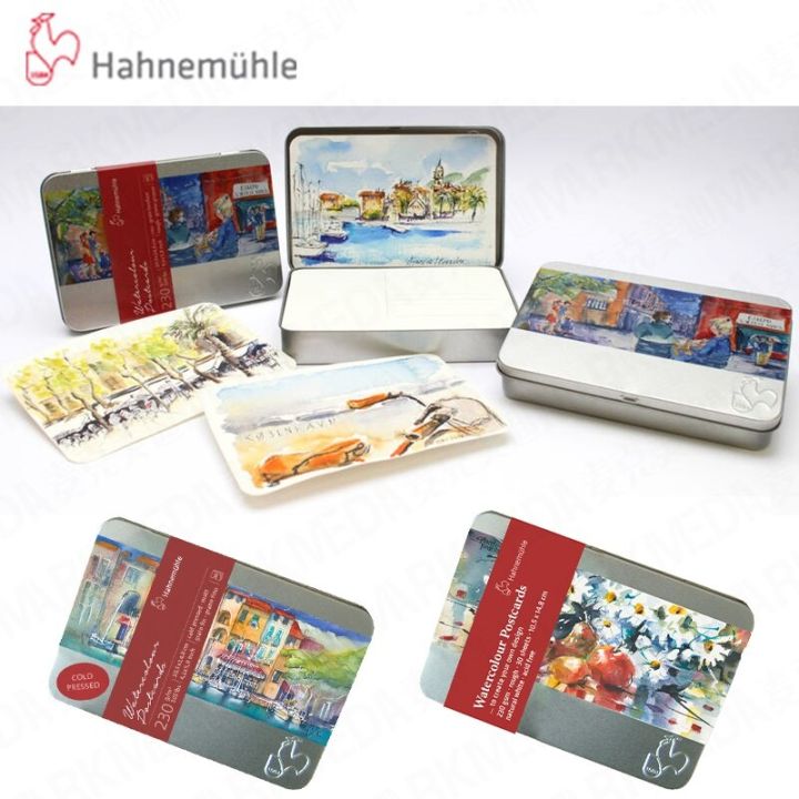 Germany imported hahnemuhle postcard watercolor paper 230g100% cotton rough  grain iron box portable aquarelle paper